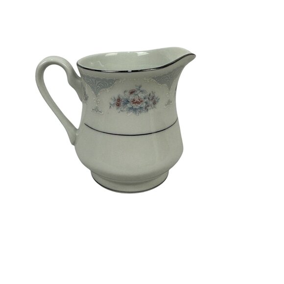 Silverie Sapphire Creamer Fine China Pink/Blue/White Floral Platinum Trim 1990 - Picture 1 of 5